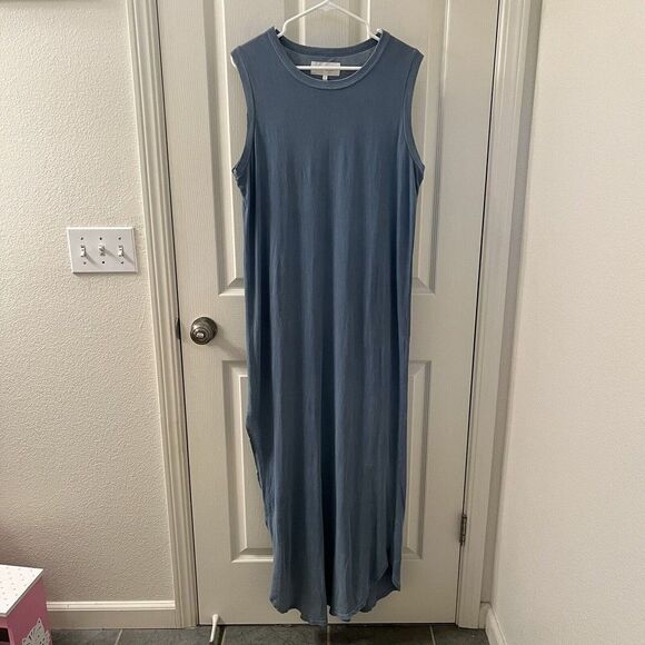 The Great Tank Maxi Dress Distressed High Slit Cotton Women's Size 2 Medium - Picture 1 of 16